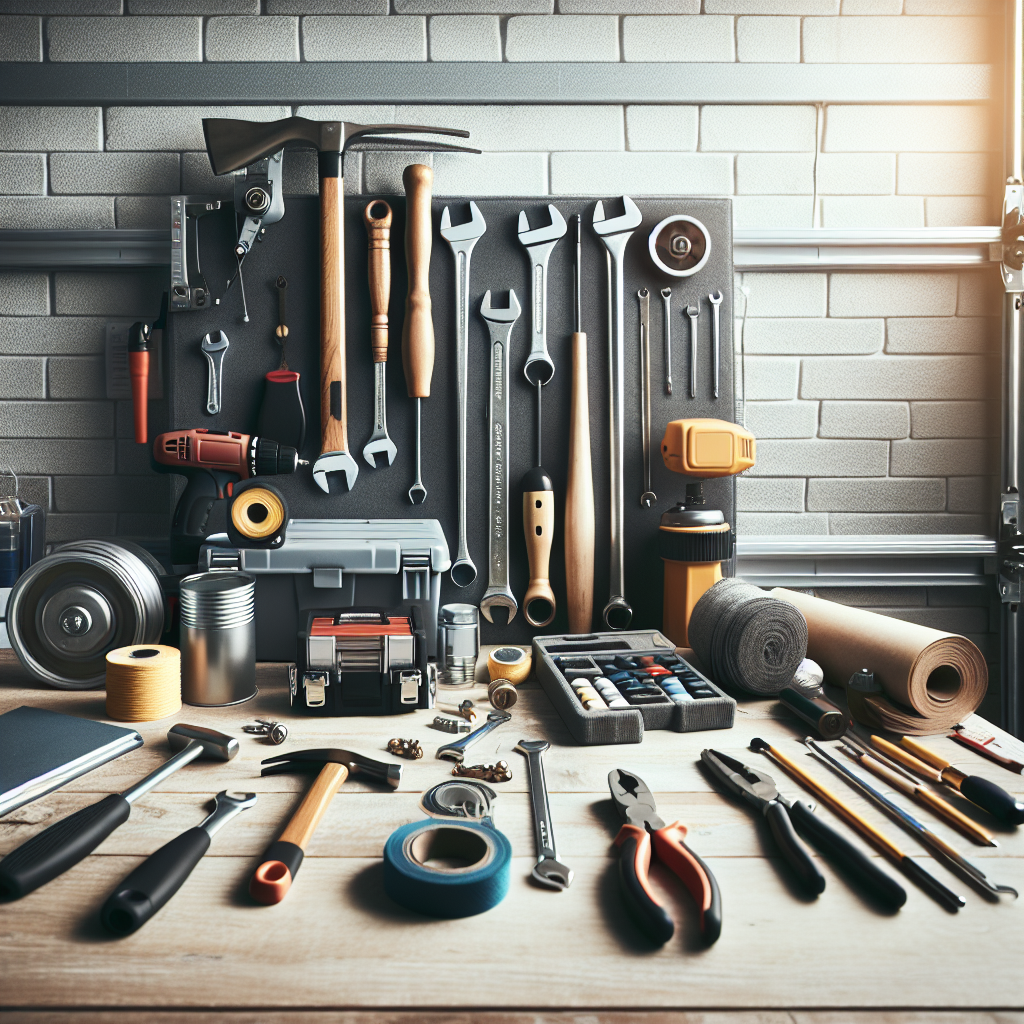Professional technician repairing a garage door with tools, showcasing expert garage door services for homeowners.