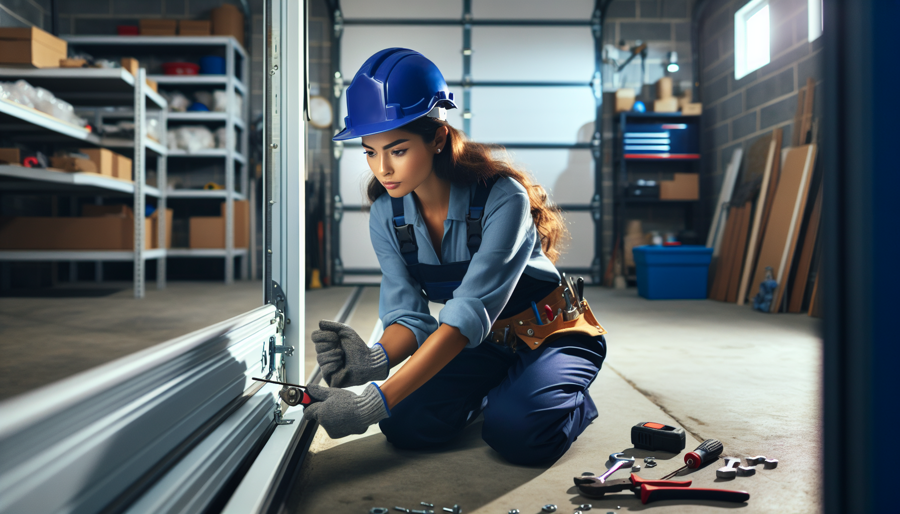 Garage Door Repair professional fixing a garage door in a residential driveway for reliable home security and functionality